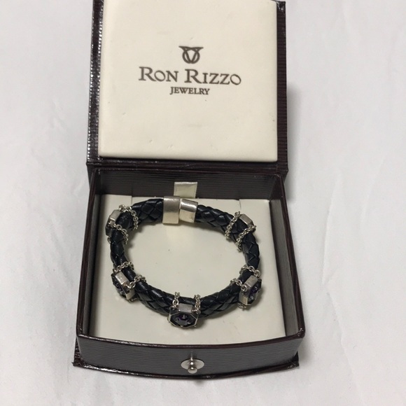 Ron Rizzo Jewelry - Ron Rizzo black leather w/ purple diamond bracelet Ron Rizzo Jewelry - Ron Rizzo black leather w/ purple diamond bracelet